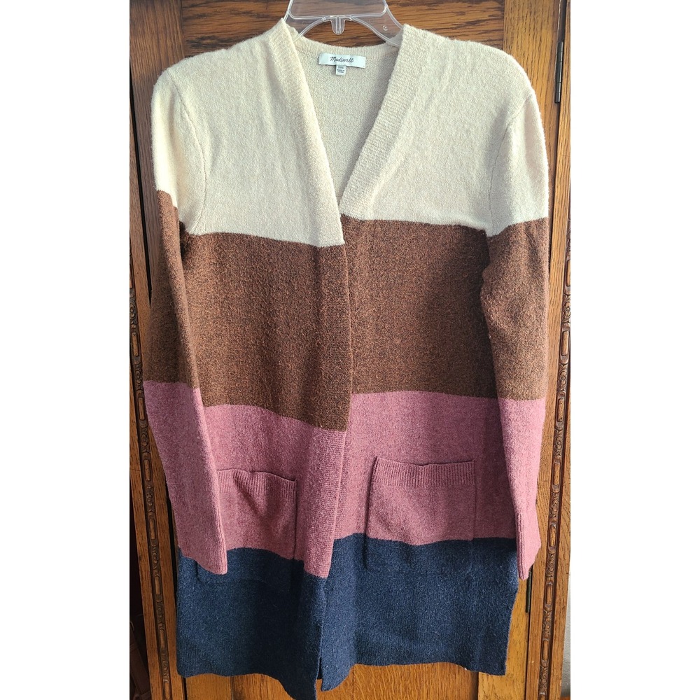 Madewell Colorblock Kent Cardigan Sweater XXS J9836 Wool Alpaca Blend Longline